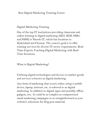 Best Digital Marketing Training  Institute In  Hyderabad 2024 NareshIT