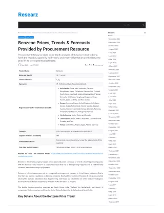 Benzene Prices, Trends & Forecasts | Provided by Procurement Resource