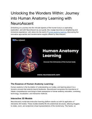 Human anatomy learning