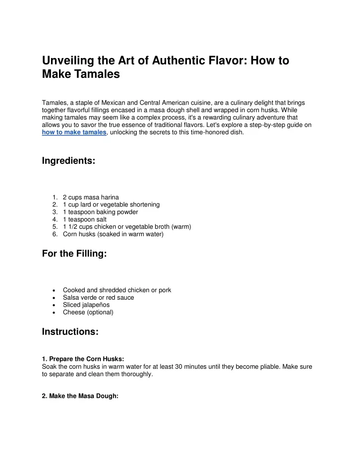 unveiling the art of authentic flavor how to make