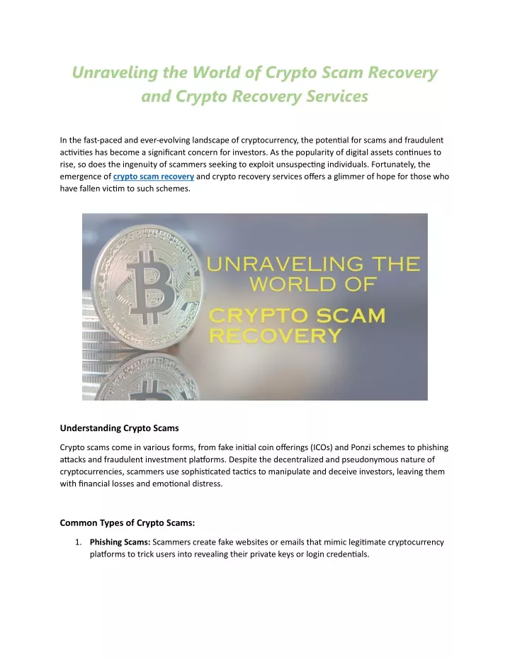 unraveling the world of crypto scam recovery