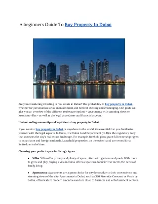 a beginners guide to buy property in dubai