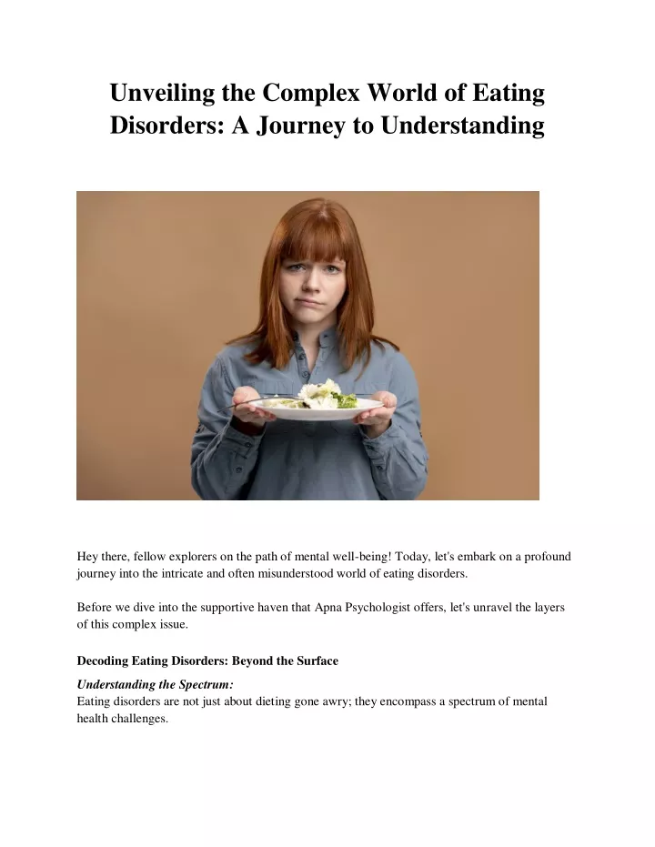 unveiling the complex world of eating disorders