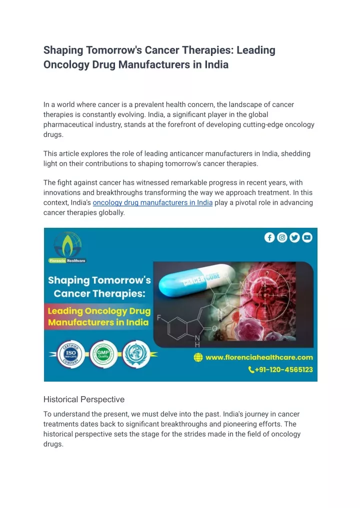 shaping tomorrow s cancer therapies leading