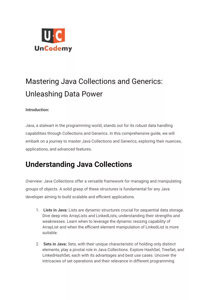 mastering java collections and generics