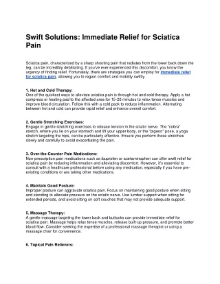 swift solutions immediate relief for sciatica pain