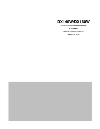 Daewoo Doosan DX160W Wheel Excavator Operator and Maintenance manual