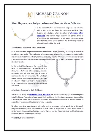 Silver Elegance on a Budget  Wholesale Silver Necklaces Collection