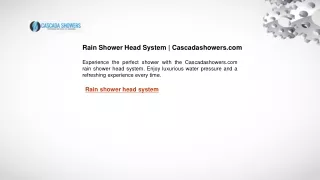 Rain Shower Head System  Cascadashowers.com