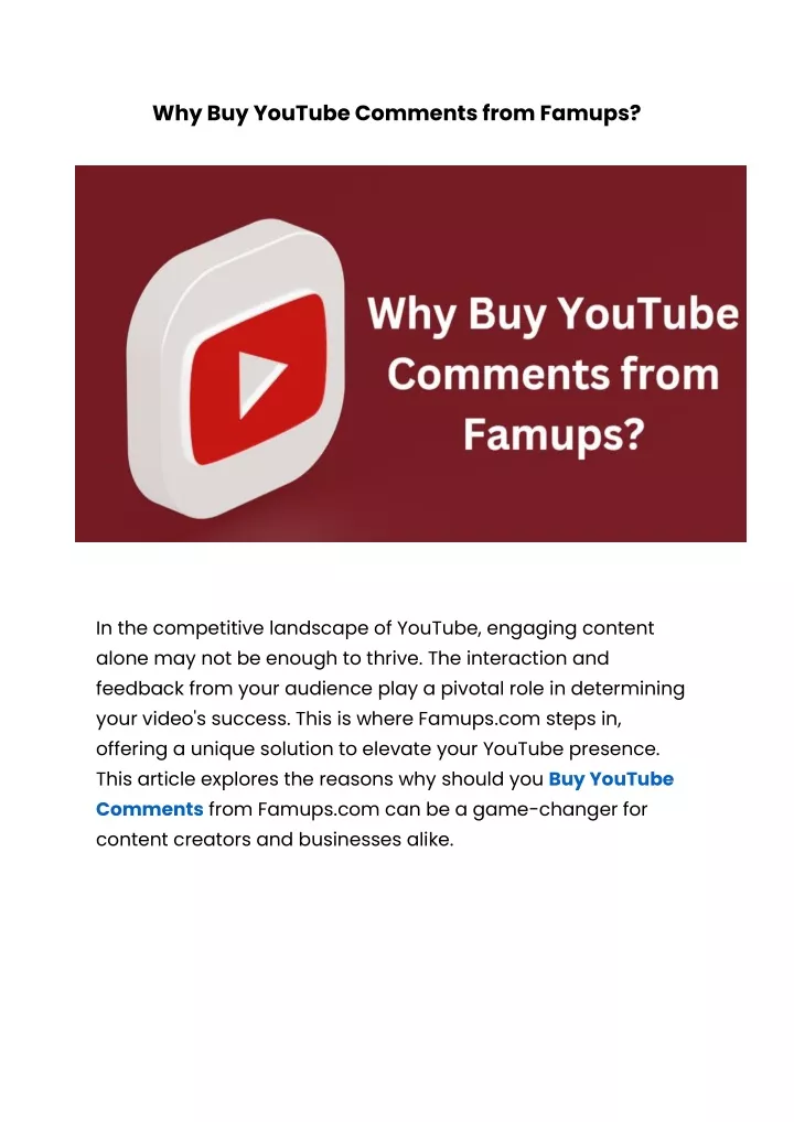 why buy youtube comments from famups