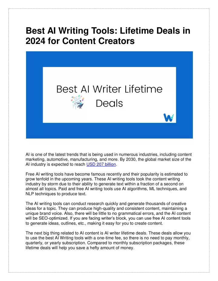 best ai writing tools lifetime deals in 2024