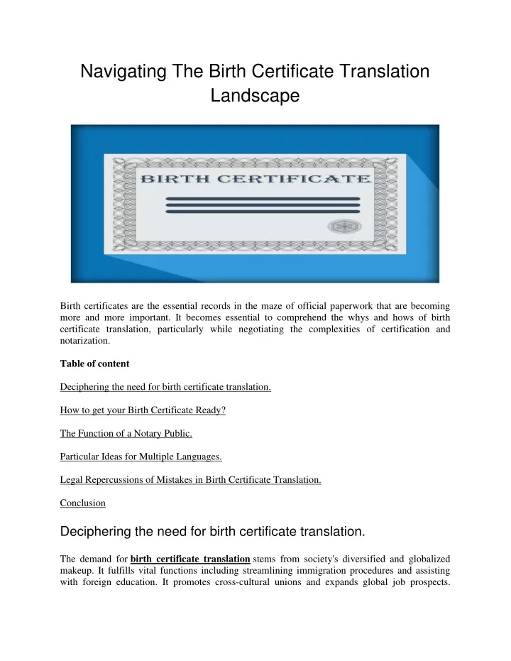 navigating the birth certificate translation