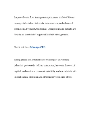 improved cash flow management processes enable