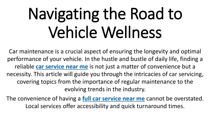 navigating the road to vehicle wellness
