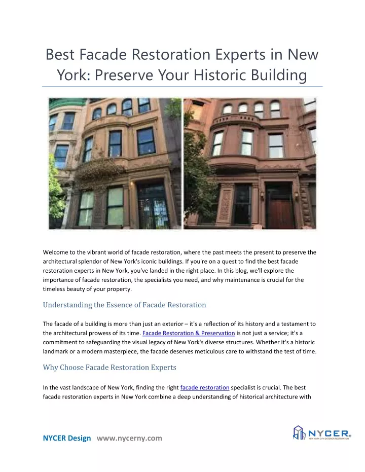 best facade restoration experts in new york