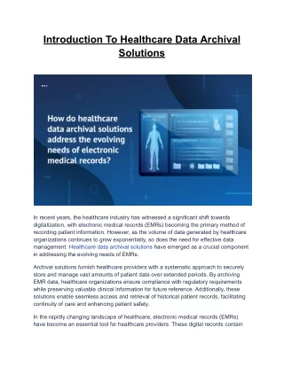 Introduction To Healthcare Data Archival Solutions