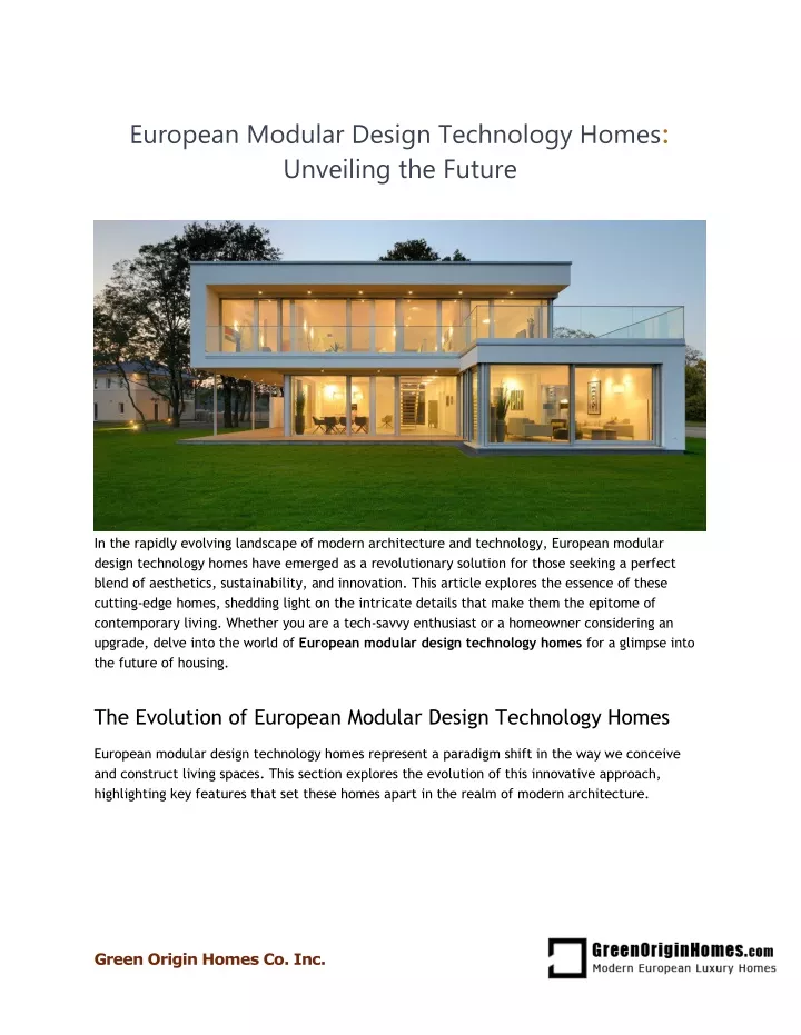 european modular design technology homes