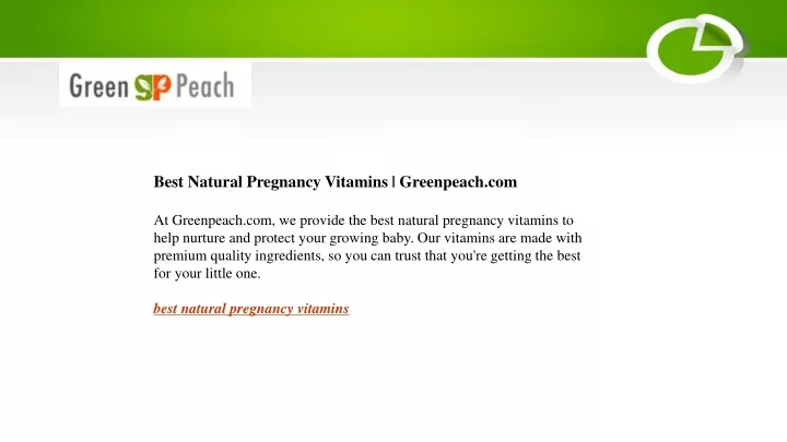 best natural pregnancy vitamins greenpeach
