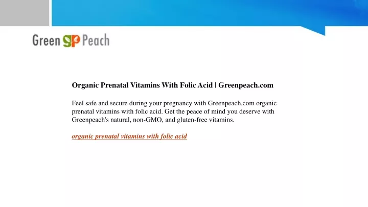 organic prenatal vitamins with folic acid