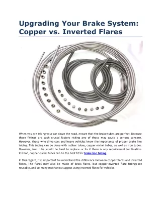 Upgrading Your Brake System Copper vs. Inverted Flares