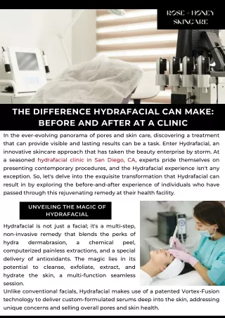 The Difference Hydrafacial Can Make: Before and After at a Clinic