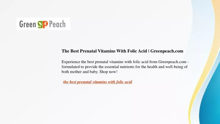 the best prenatal vitamins with folic acid