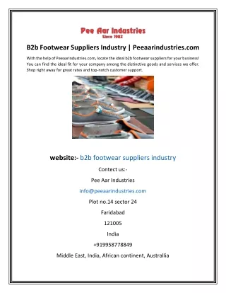B2b Footwear Suppliers Industry  Peeaarindustries