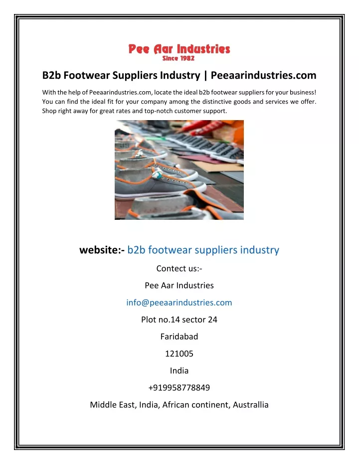 b2b footwear suppliers industry peeaarindustries