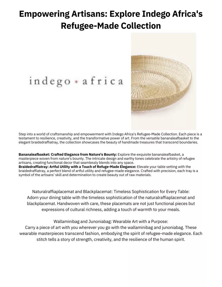 empowering artisans explore indego africa