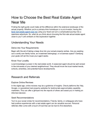 How to Choose the Best Real Estate Agent Near Me