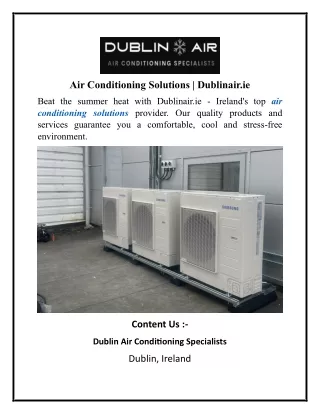 Air Conditioning Solutions Dublinair.ie