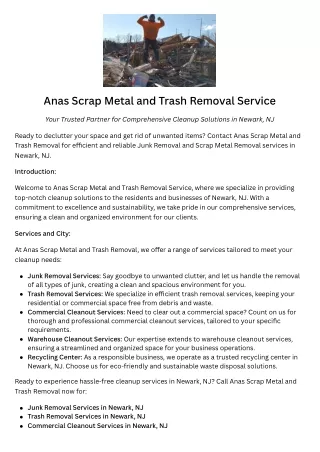 Anas Scrap Metal and Trash Removal Service