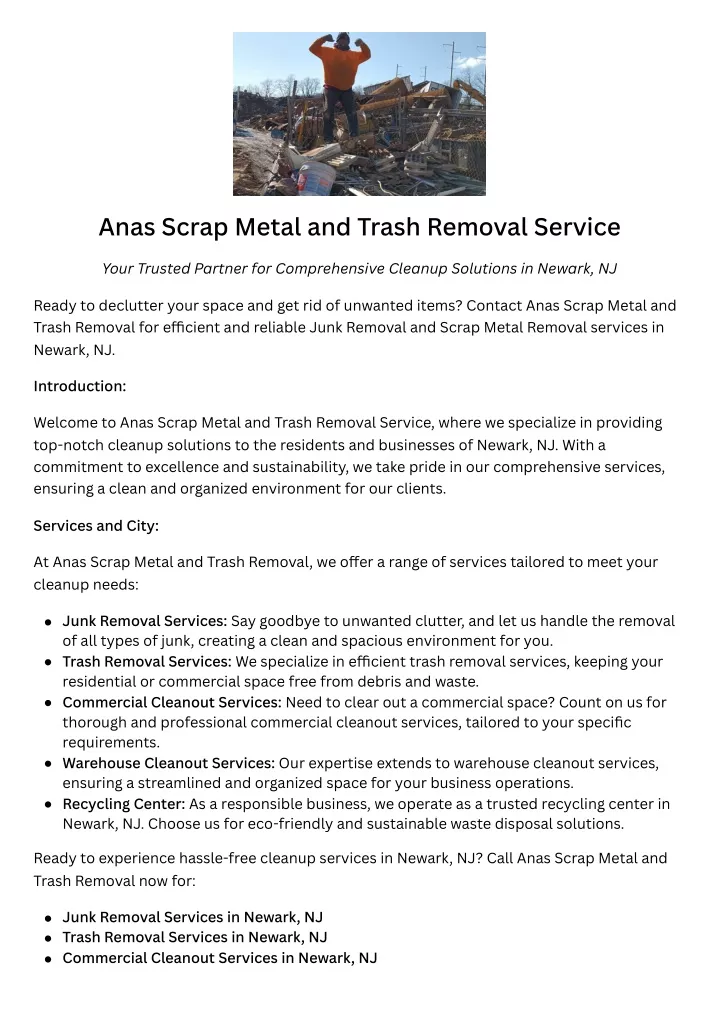 anas scrap metal and trash removal service
