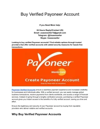 Buy Verified Payoneer Account