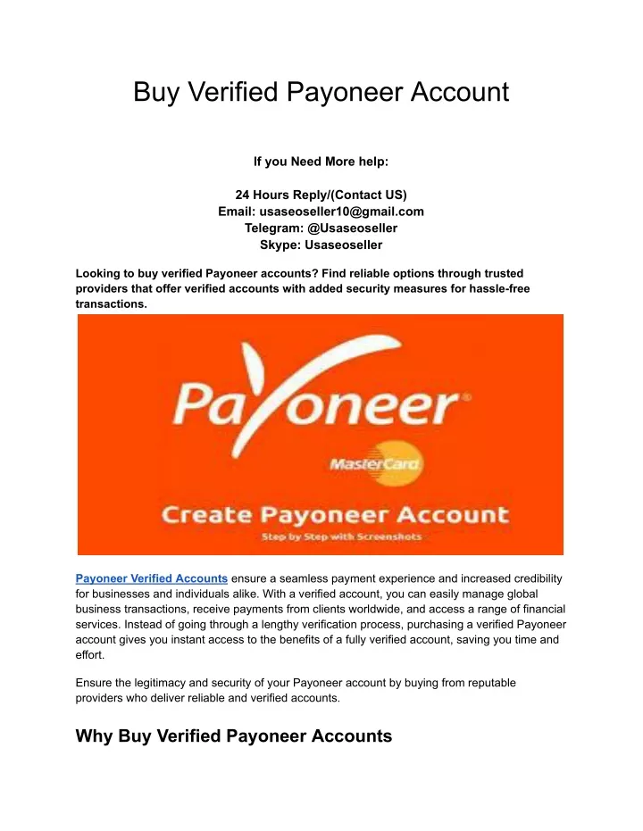 buy verified payoneer account