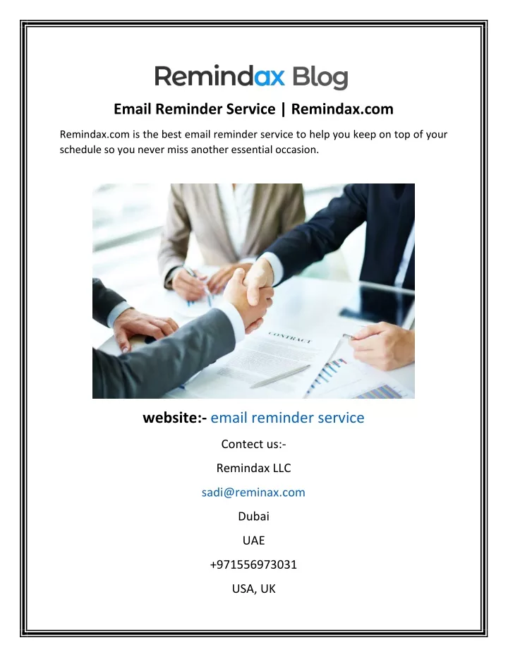 email reminder service remindax com