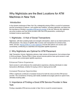 Why Nightclubs are the Best Locations for ATM Machines in New York