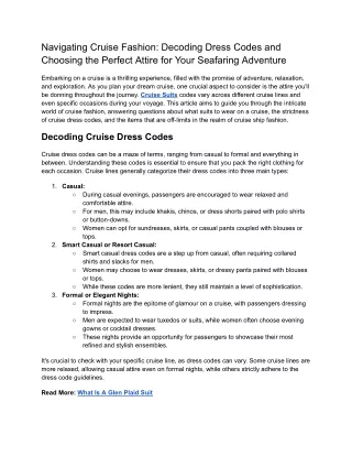 Navigating Cruise Fashion_ Decoding Dress Codes and Choosing the Perfect Attire for Your Seafaring Adventure