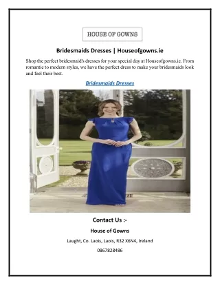 Bridesmaids Dresses Houseofgowns.ie