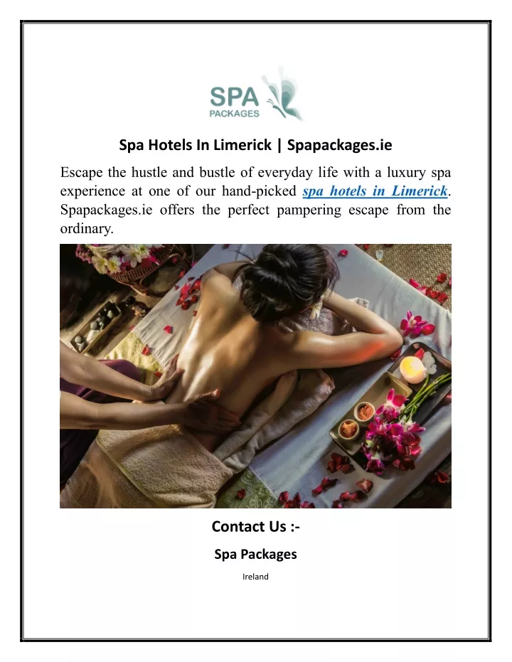 spa hotels in limerick spapackages ie