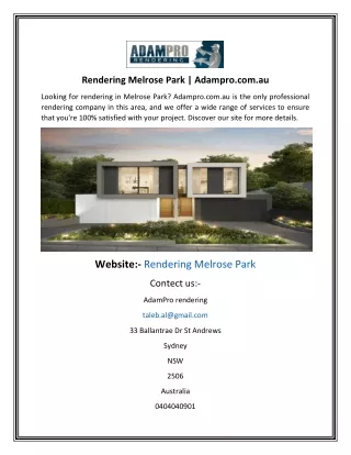 rendering melrose park adampro com au