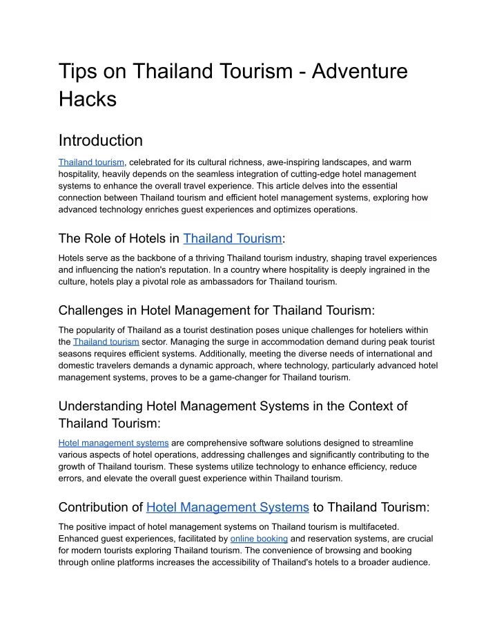 tips on thailand tourism adventure hacks