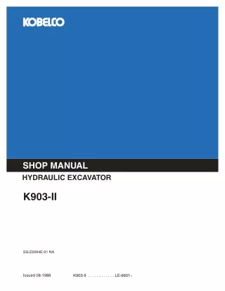 KOBELCO K903 II Hydraulic Excavator Service Repair Manual