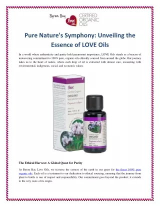 Pure Nature's Symphony Unveiling the Essence of LOVE Oils
