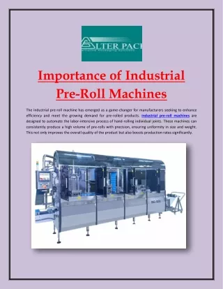 Importance of Industrial Pre-Roll Machines