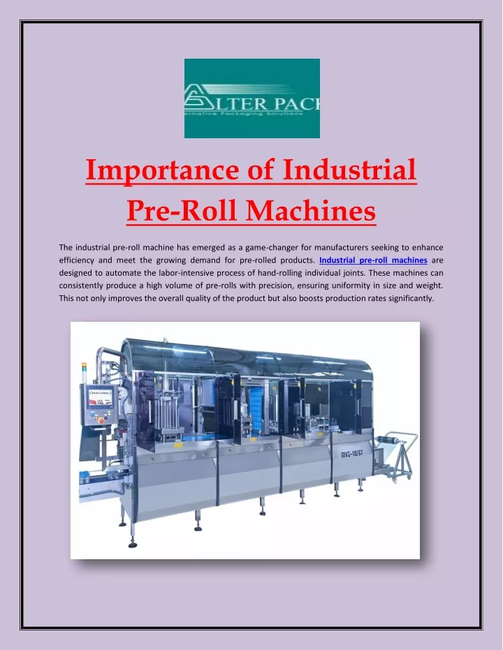 importance of industrial pre roll machines