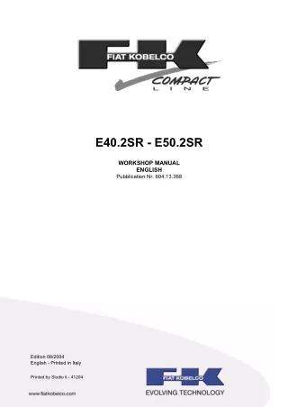 Fiat Kobelco E50.2SR Mini Crawler Excavator Service Repair Manual