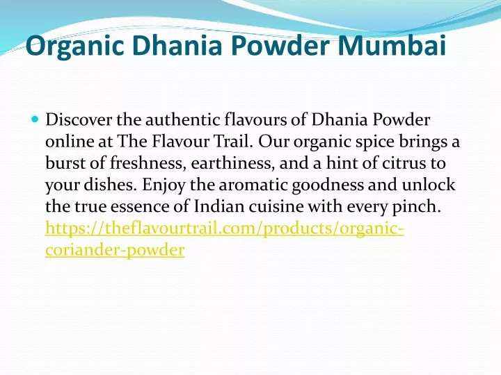 organic dhania powder mumbai