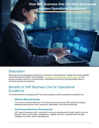 How SAP Business One Can Help Businesses Achieve Operational Excellence
