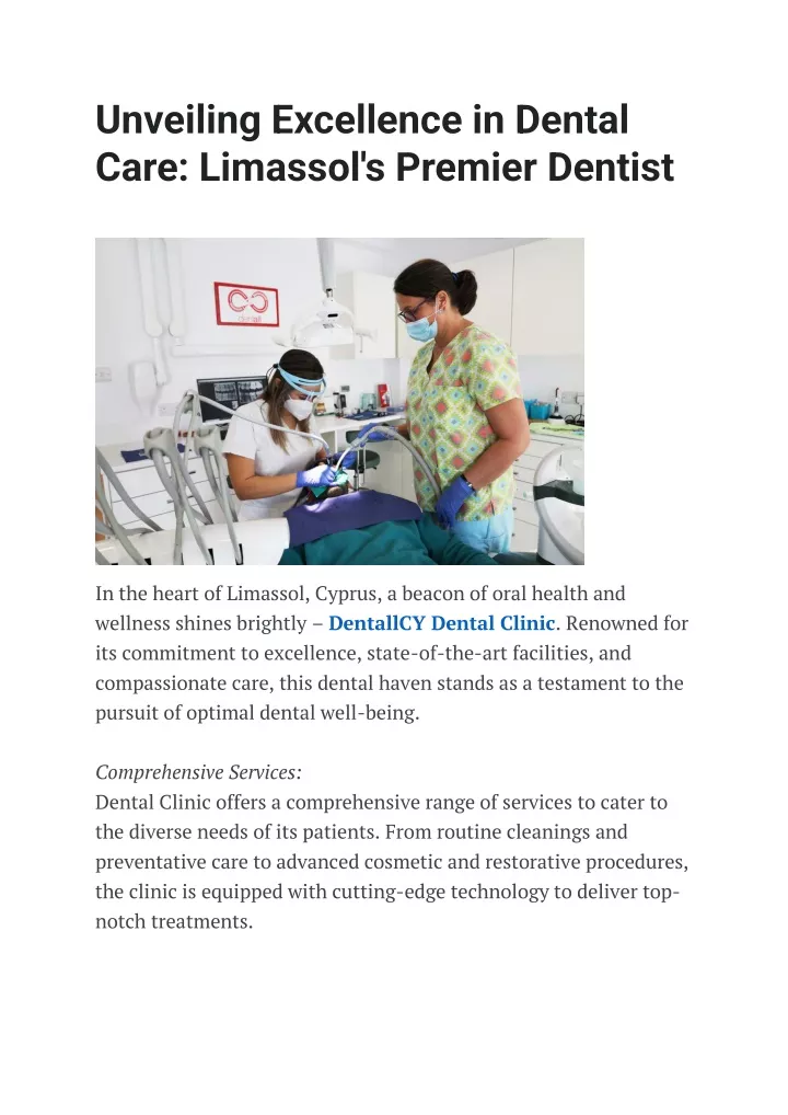 unveiling excellence in dental care limassol